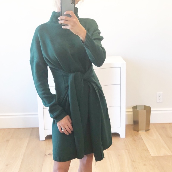 TORREY PINES Green Tie Turtleneck Sweater Dress - Picture 4 of 11